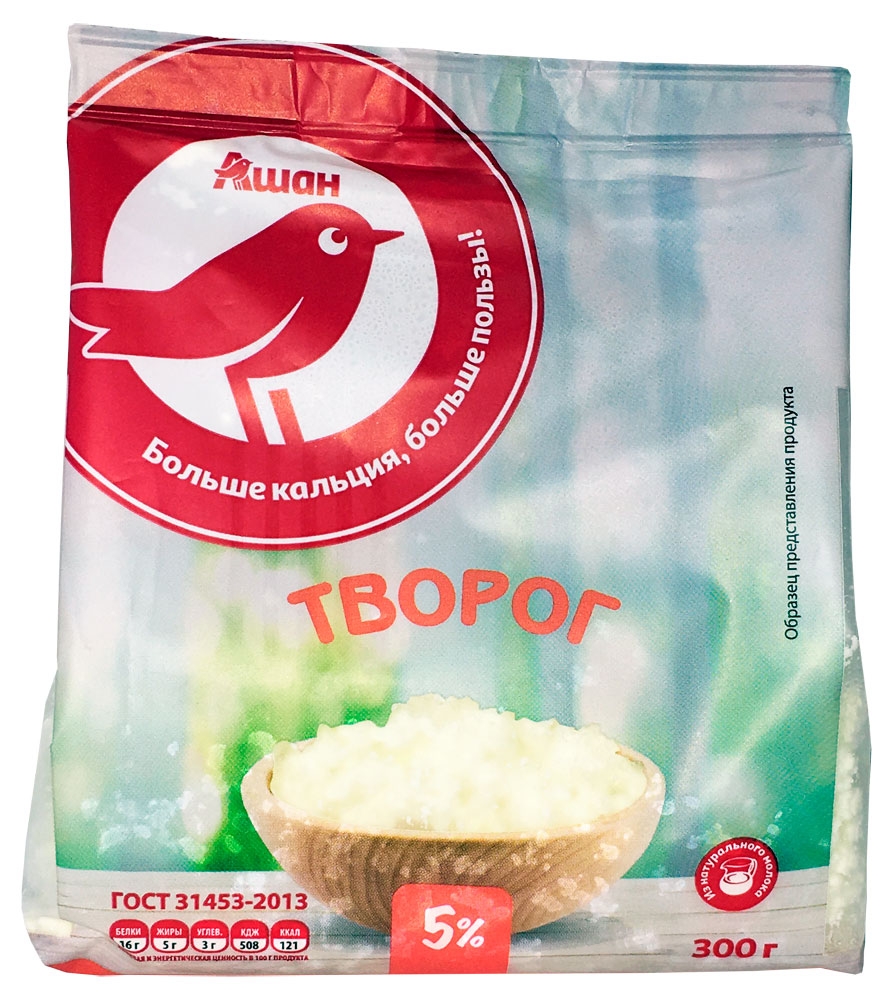 

Творог рассыпчатый АШАН Красная птица 5% БЗМЖ, 300 г