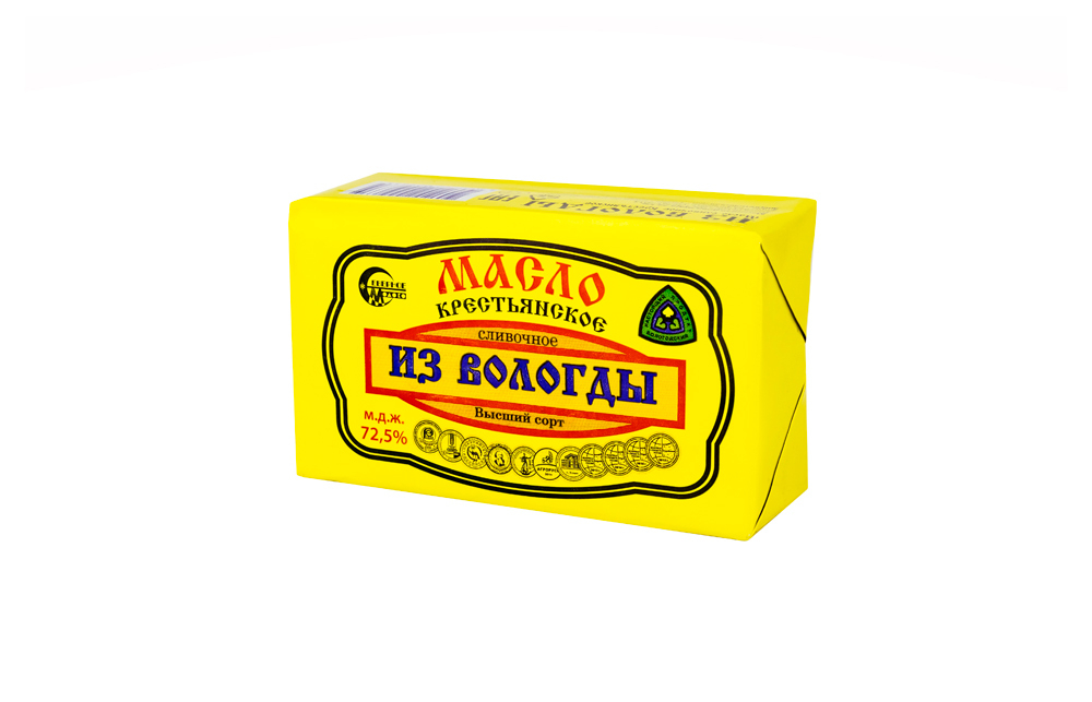 

Масло сливочное Из Вологды Крестьянское 72,5%, 180 г
