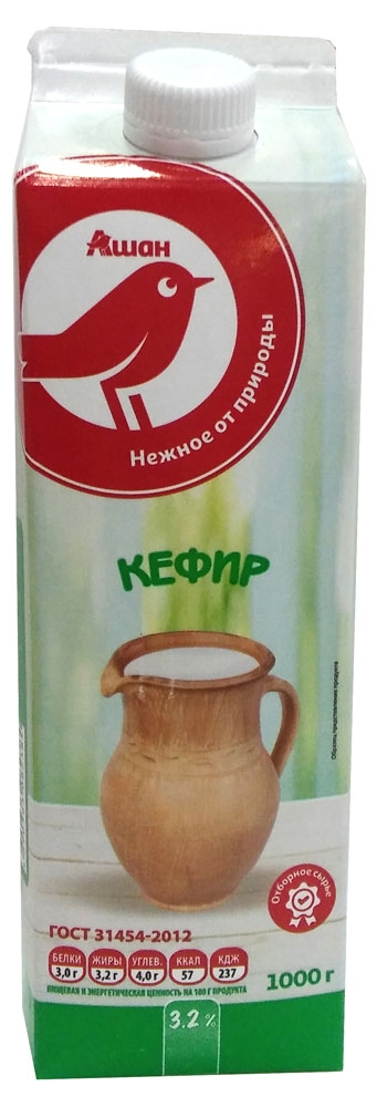 

Кефир АШАН Красная птица 3.2% БЗМЖ, 1 л