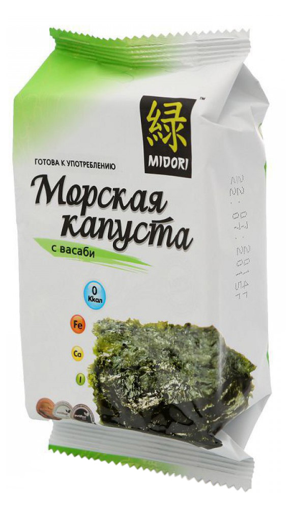 Изображение товара Морская капуста MIDORI с васаби 5 г - азиатский снеk из Южной Кореи