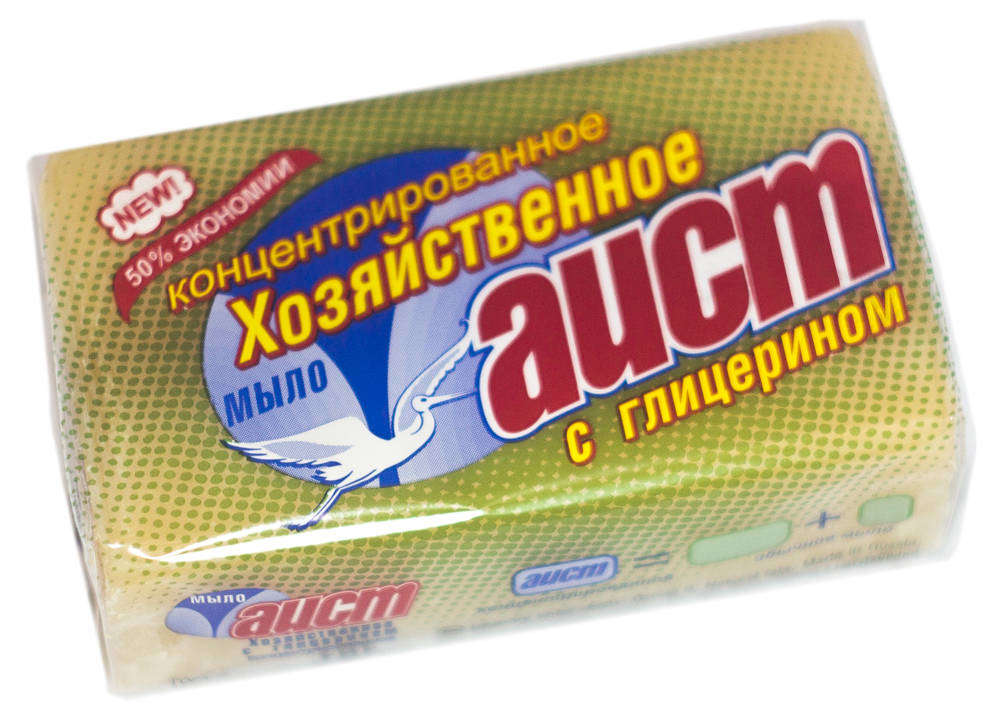 

Мыло хозяйственное Аист твердое с глицерином, 150 г