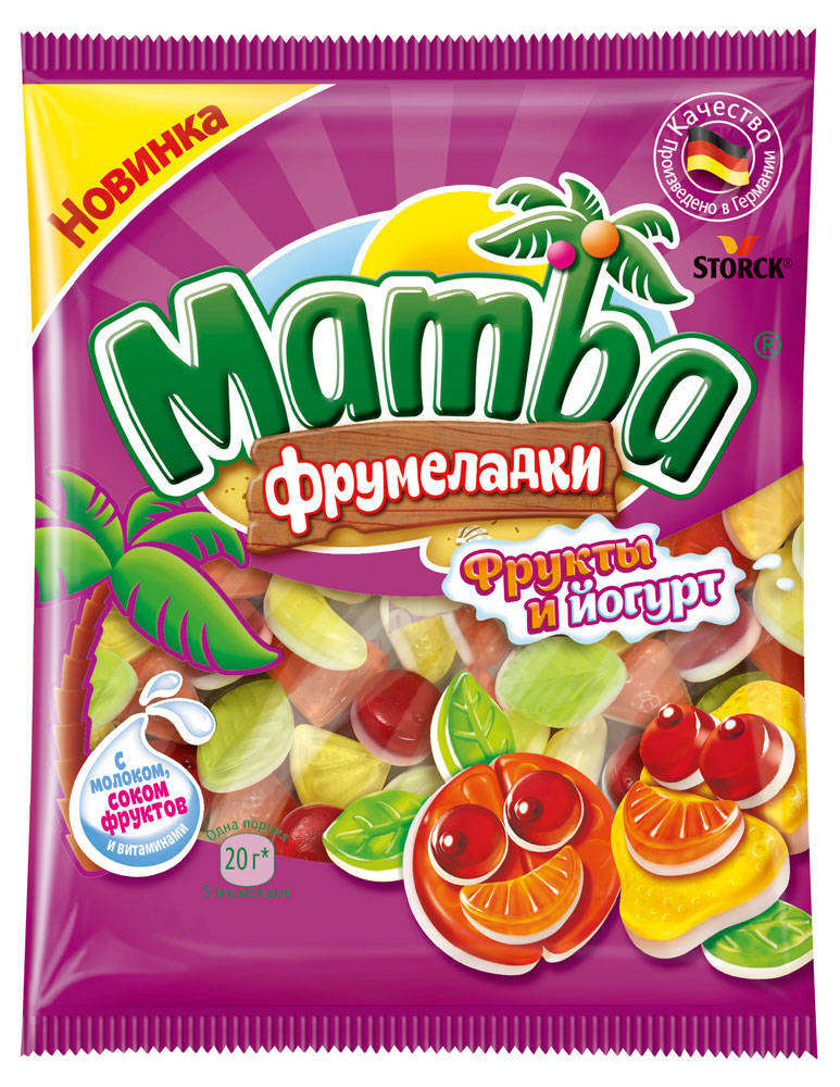 

Мармелад Mamba Фрукты и йогурт жевательный, 72 г
