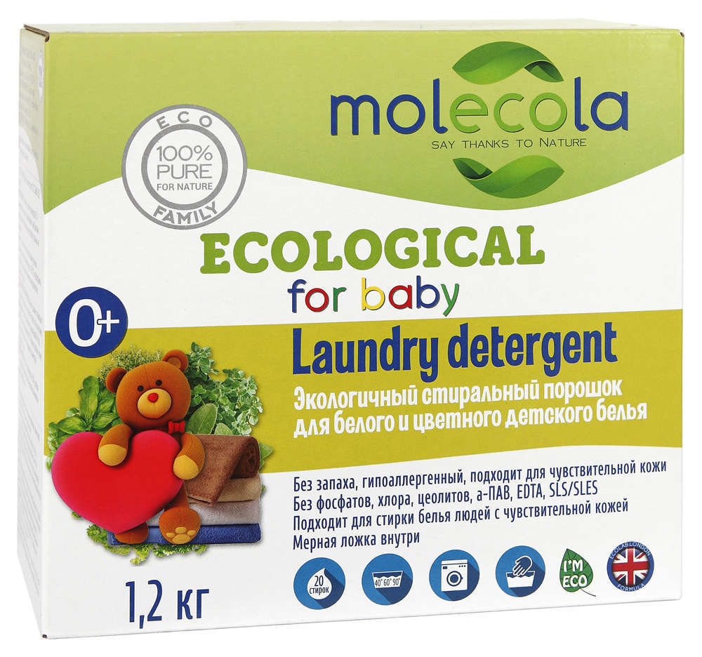 

Стиральный порошок Molecola для детского белья, 1,2 кг