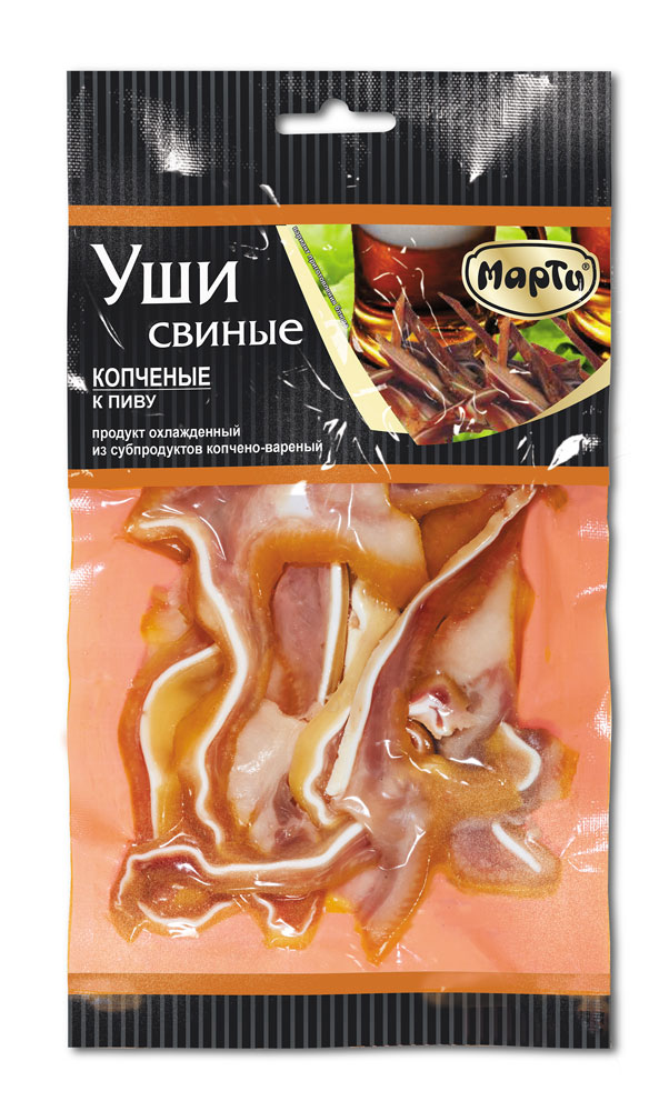 

Уши варено-копченые Марти свиные к пиву, 100 г
