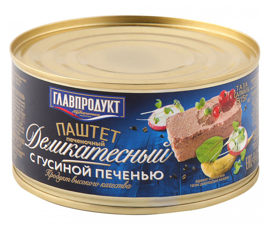 

Паштет ГЛАВПРОДУКТ деликатесный с гусиной печенью, 315 г