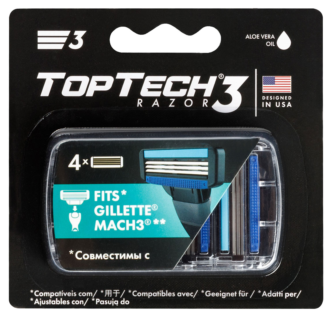 

Сменные кассеты Toptech Razor 3 с тремя лезвиями, 4 шт