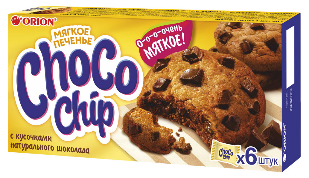 

Печенье сдобное Orion Choco Chip с кусочками шоколада, 120 г