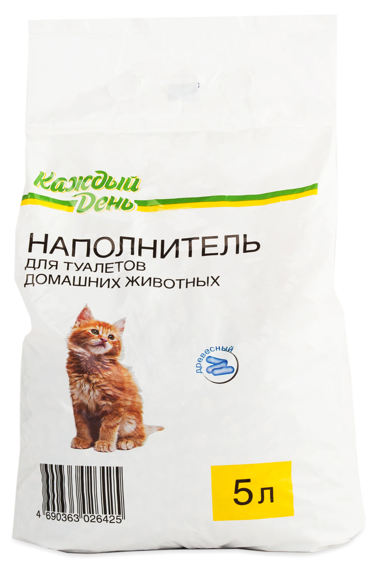 

Наполнитель для кошачьего туалета Каждый день древесный, 5 л