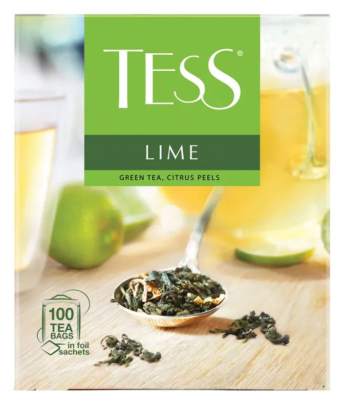 

Чай зеленый Tess Лайм с добавками в пакетиках, 100 шт