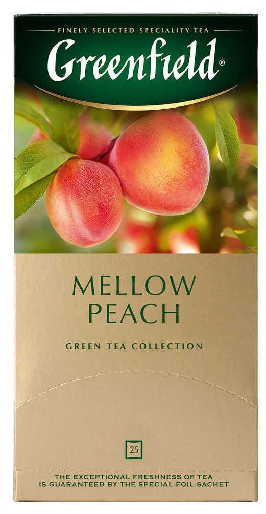 

Чай зеленый Greenfield Mellow Peach с ароматом персика и мандарина, 25х1,8 г