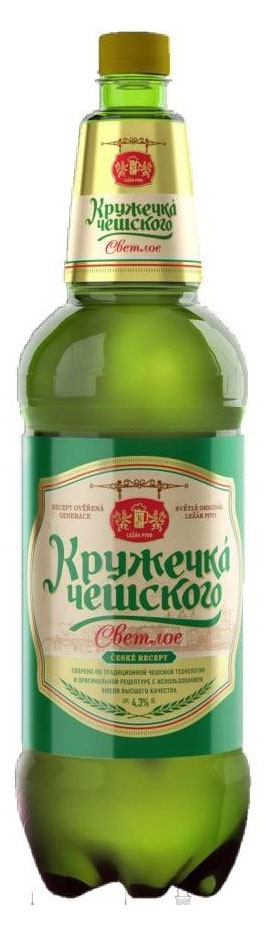 

Пиво Кружечка Чешского светлое фильтрованное 4,3%, 1,25 л
