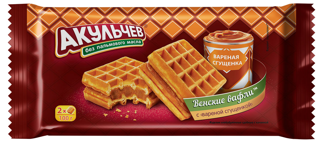 

Вафли мягкие Акульчев Венские со сгущенкой, 100 г