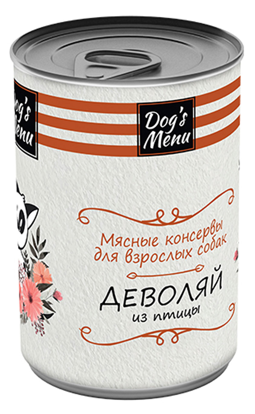 Изображение товара Корм влажный для собак Dog`s Menu деволяй из птицы, 340 г