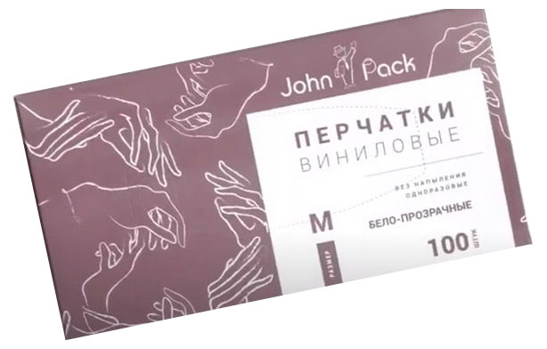 

Перчатки John Pack виниловые размер M, 100 шт