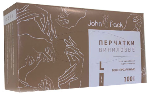 

Перчатки John Pack виниловые размер L, 100 шт