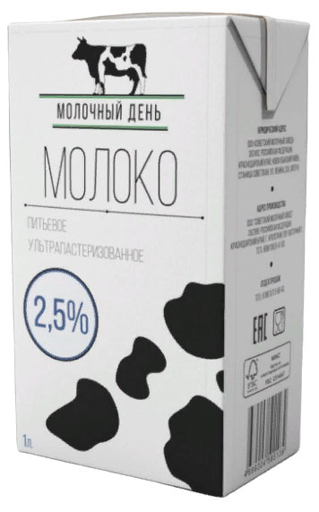 

Молоко питьевое Молочный день ультрапастеризованное 2,5%, 1 л
