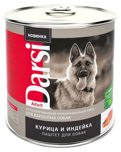 

Корм консервированный для собак Darsi курица индейка, 850 г
