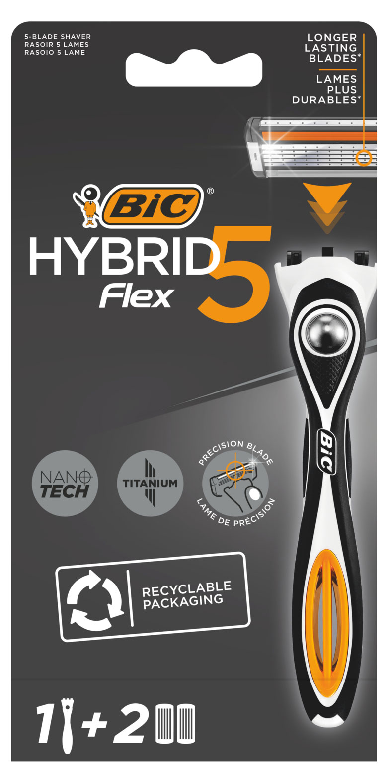 Изображение товара Бритва BIC Hybrid 5 Flex с ручкой и сменными кассетами