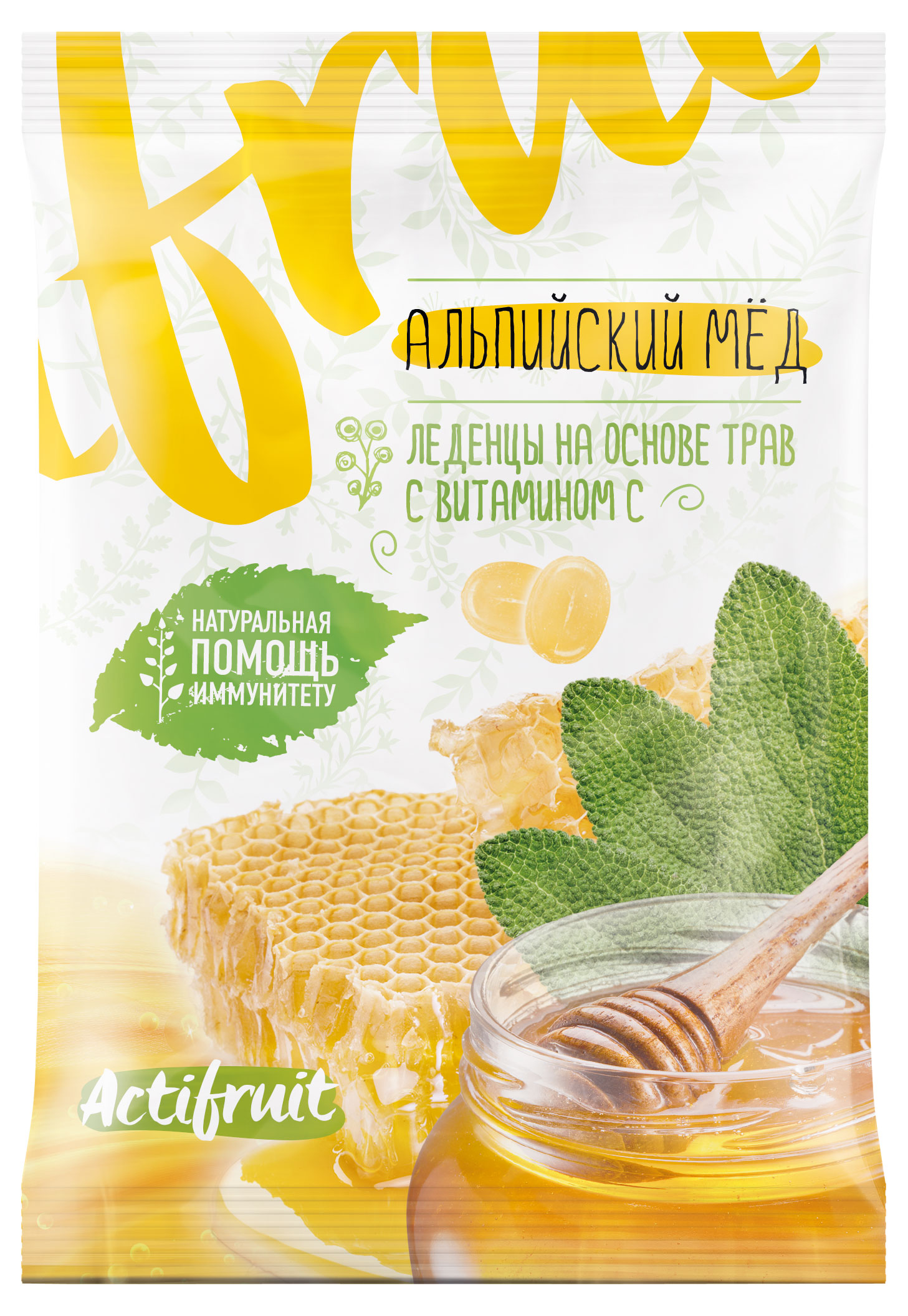 

Леденцы на основе трав с Витамином С Альпийский мёд Актифрут, 60 г