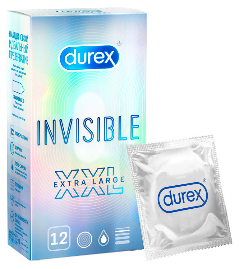 Изображение товара Презервативы Durex Invisible XXL ультратонкие увеличенного размера 12 шт.