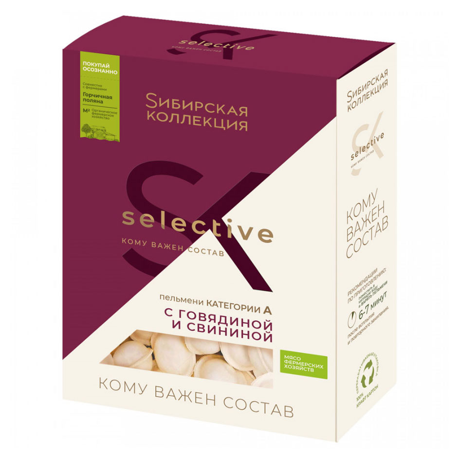 

Пельмени Sибирская Коллекция Selective с говядиной и свининой, 500 г