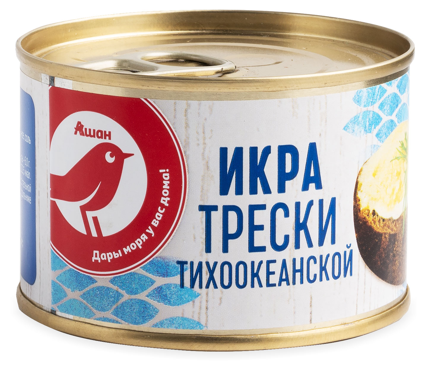 

Икра трески АШАН Красная птица Тихоокеанской, 160 г