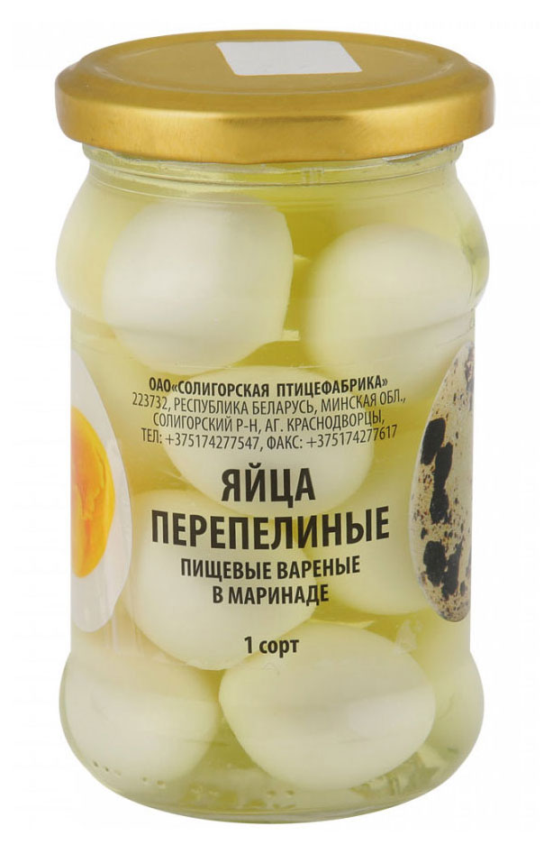 

Яйцо перепелиное Солигорская птицефабрика вареное в маринаде, 150 г