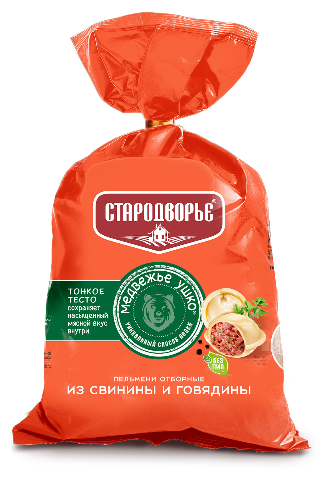 

Пельмени Стародворье Медвежье ушко Отборные из свинины и говядины, 900 г