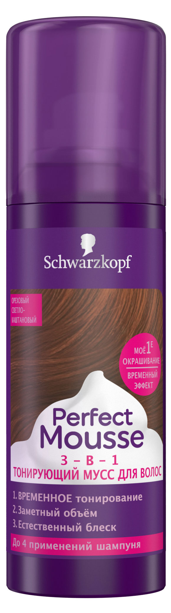 

Тонирующий мусс 3-в-1 Perfect Mousse, Ореховый светло-каштановый, 120 мл