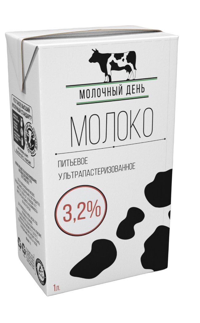

Молоко питьевое Молочный день ультрапастеризованное 3,2%, 1 л