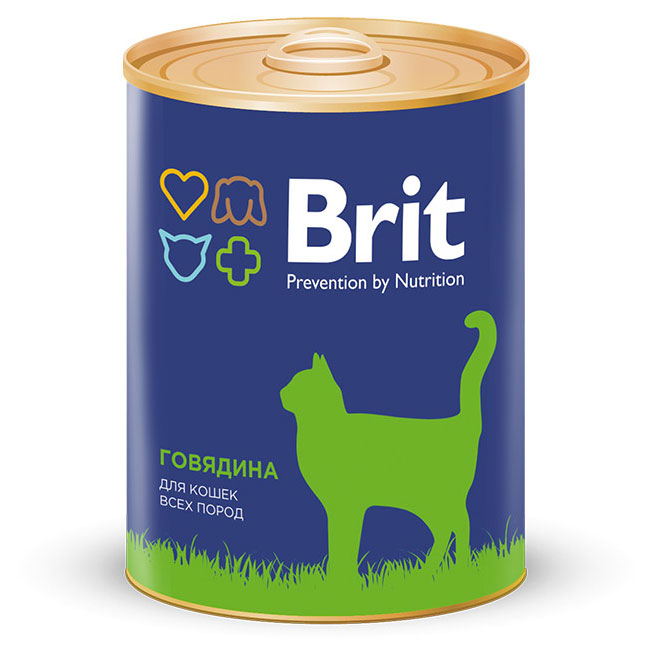 

Консервированный корм для кошек Brit говядина, 340 г