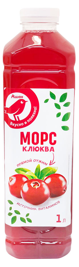 

Морс АШАН Красная птица клюквенный, 1 л