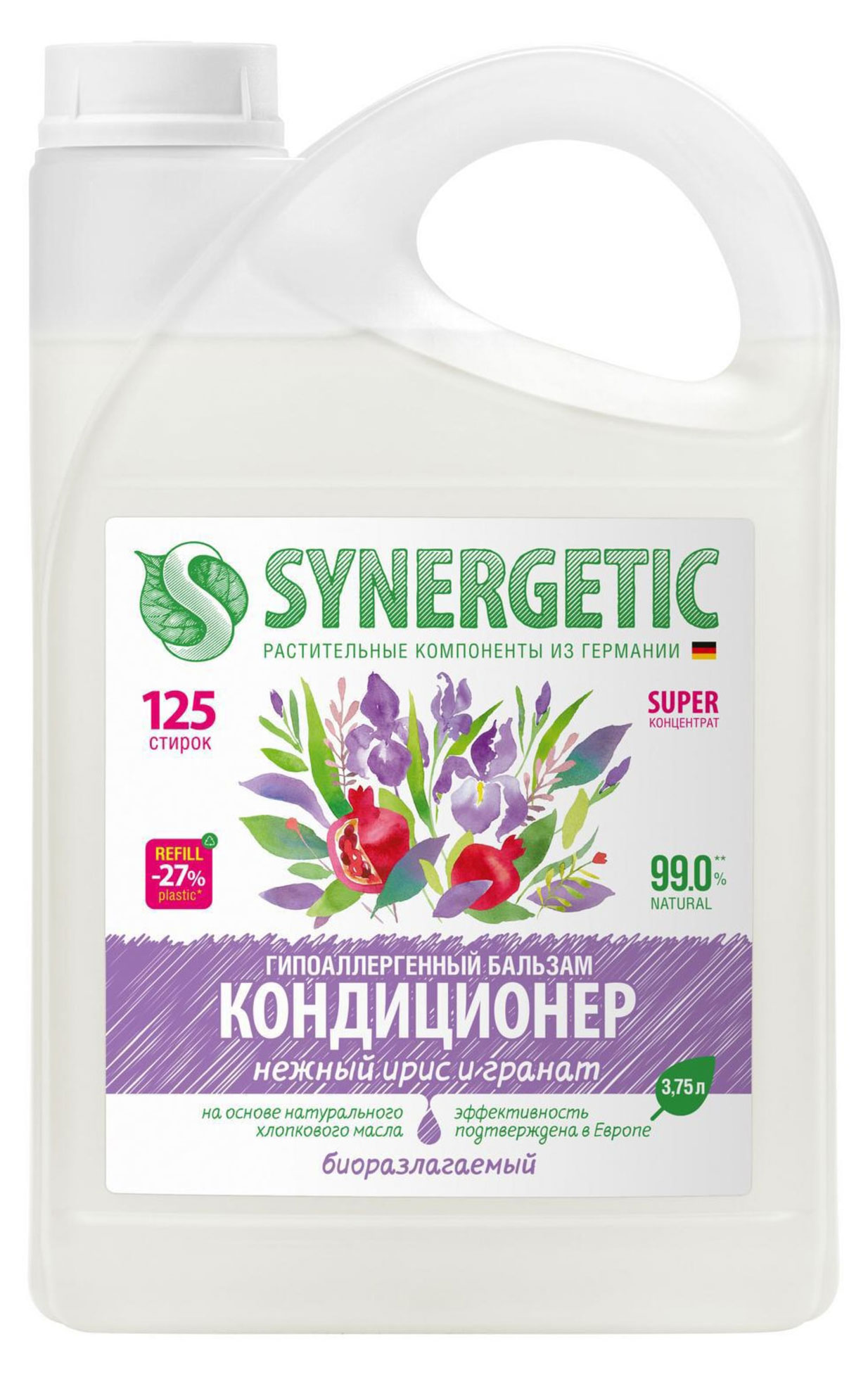 

Бальзам-кондиционер для стирки Synergetic Нежный ирис и гранат, 3,75 л