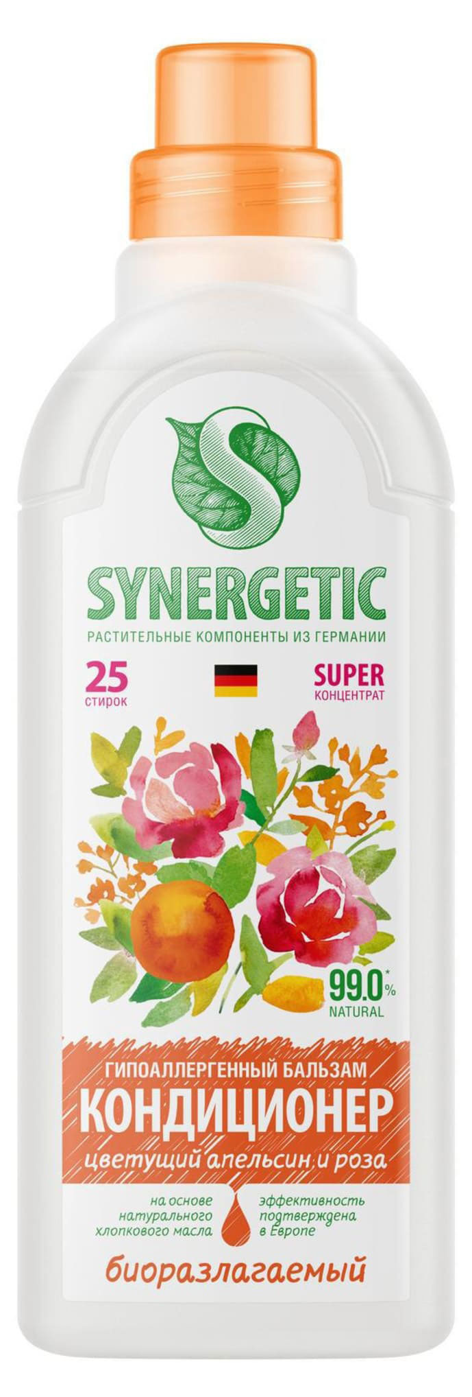 

Бальзам-кондиционер для стирки Synergetic Цветущий апельсин и роза, 750 мл