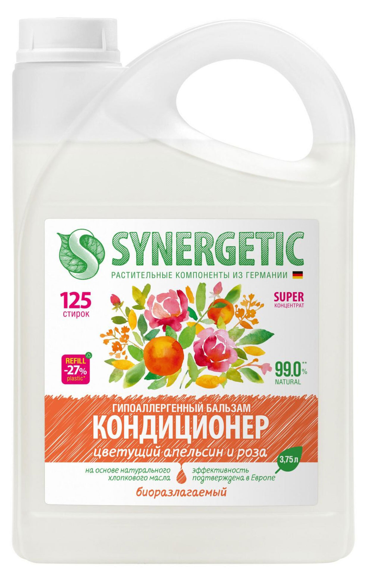 

Бальзам-кондиционер для стирки Synergetic Цветущий апельсин и роза, 3,75 л