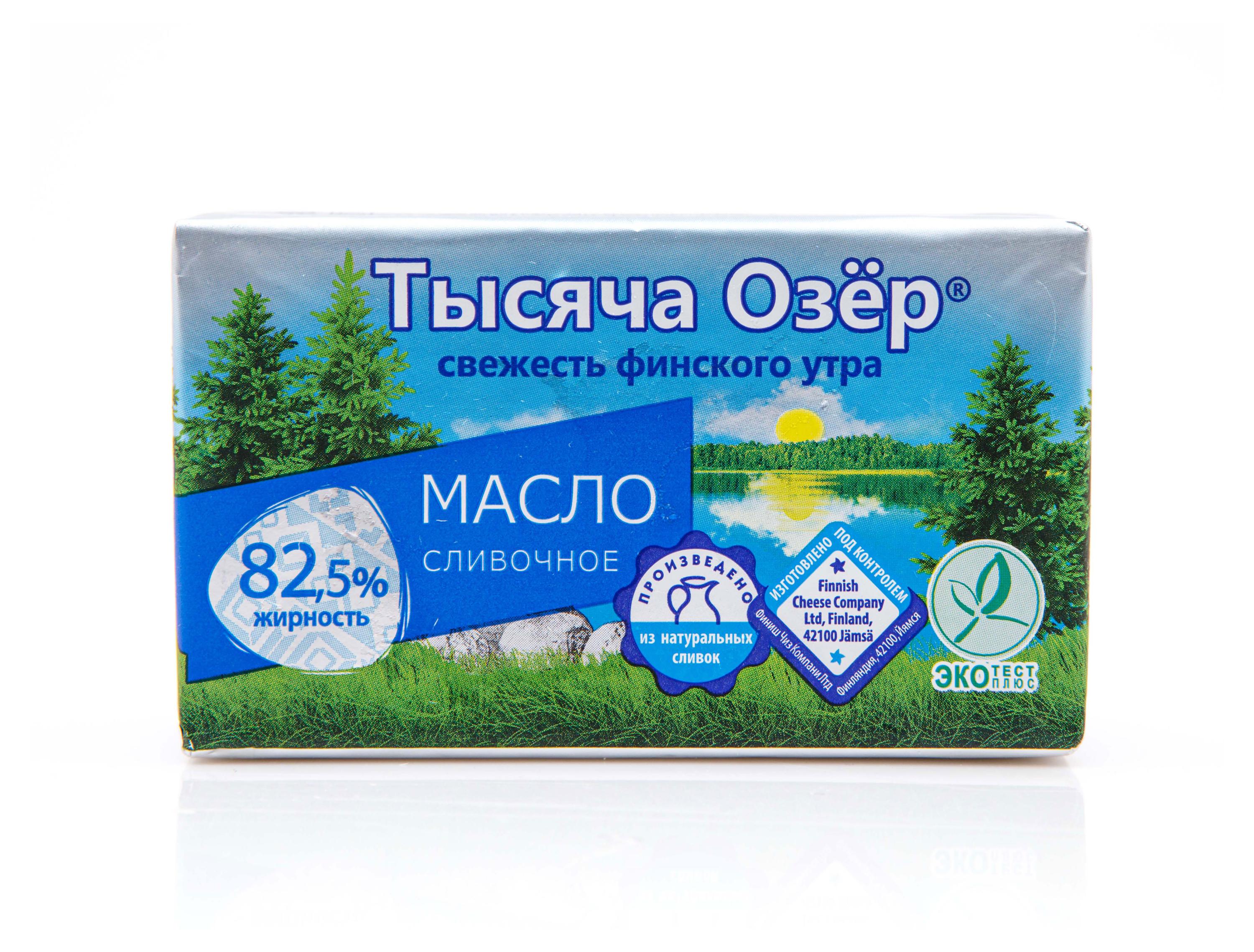 Изображение товара Масло сливочное «Тысяча Озер» Традиционное 82,5% БЗМЖ, 180 г