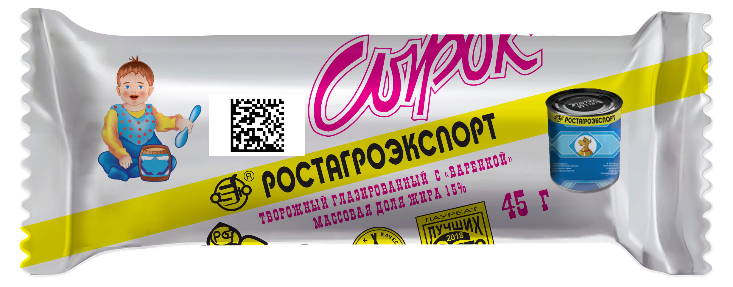 

Сырок творожный РостАгроЭкспорт глазированный с вареной сгущенкой 15%, 45 г