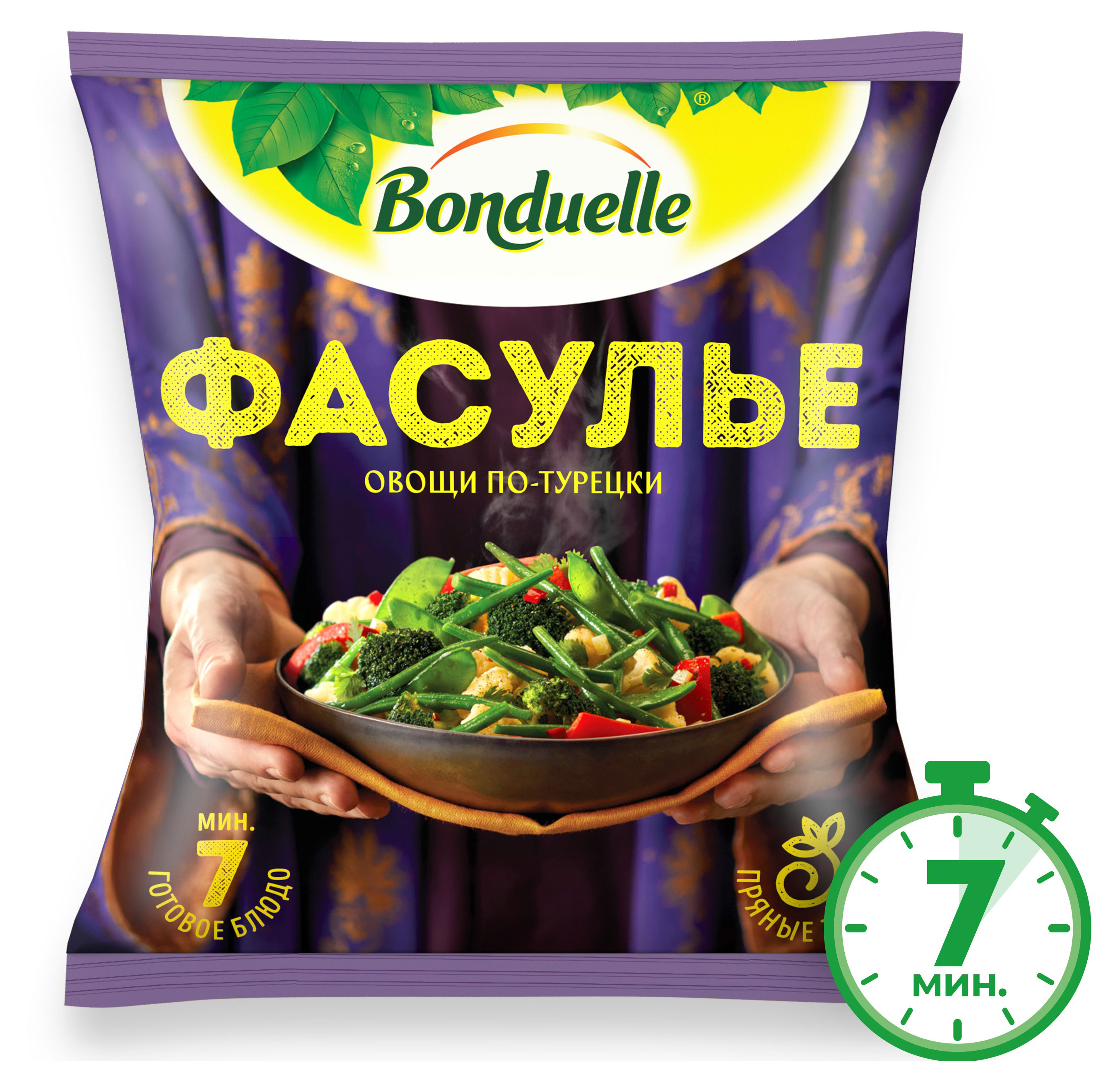 

Смесь овощная Bonduelle Овощи по-турецки Фасулье быстрозамороженная, 400 г