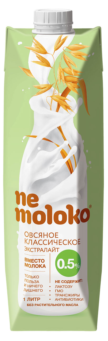 Изображение товара Напиток овсяный Nemoloko Экстралайт для детей старше 3х лет 0.5%, 1 л