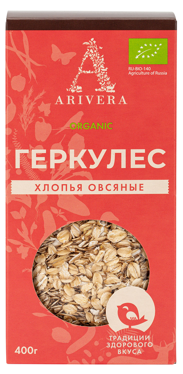 

Хлопья Аривера овсяные Геркулес БИО, 400 г