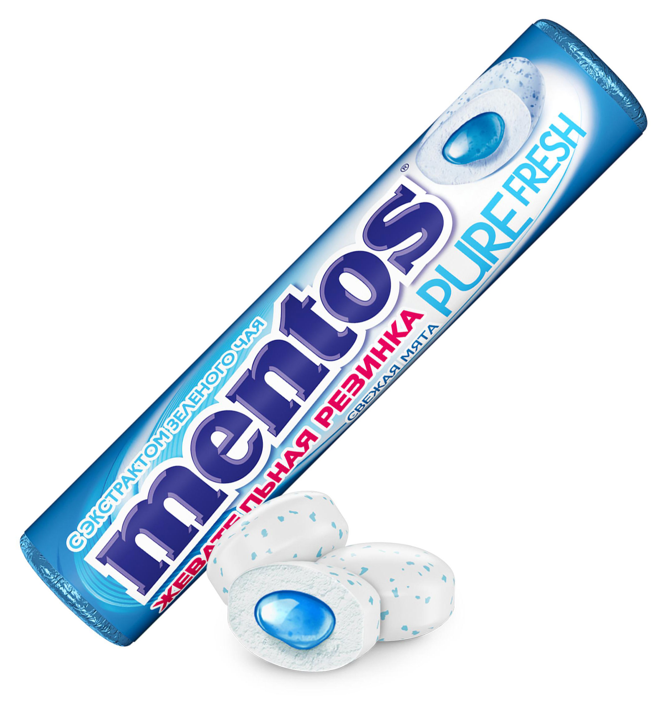Изображение товара Резинка жевательная Mentos Pure Fresh Свежая Мята, 15,5 г
