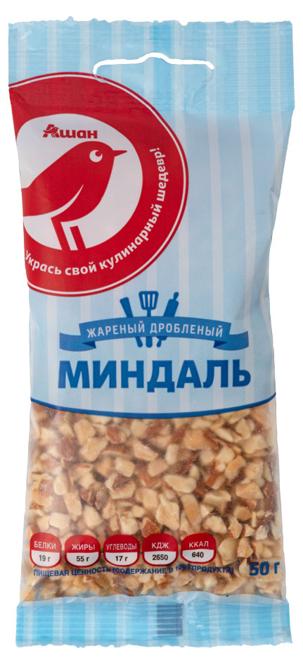 

Миндаль дробленный АШАН Красная птица жареный, 50 г