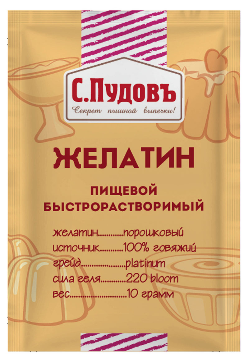 

Желатин пищевой С.Пудовъ быстрорастворимый, 10 г