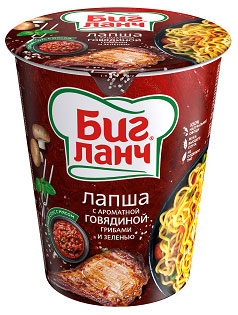 

Лапша Биг Ланч с ароматной говядиной грибами и зеленью, 65 г