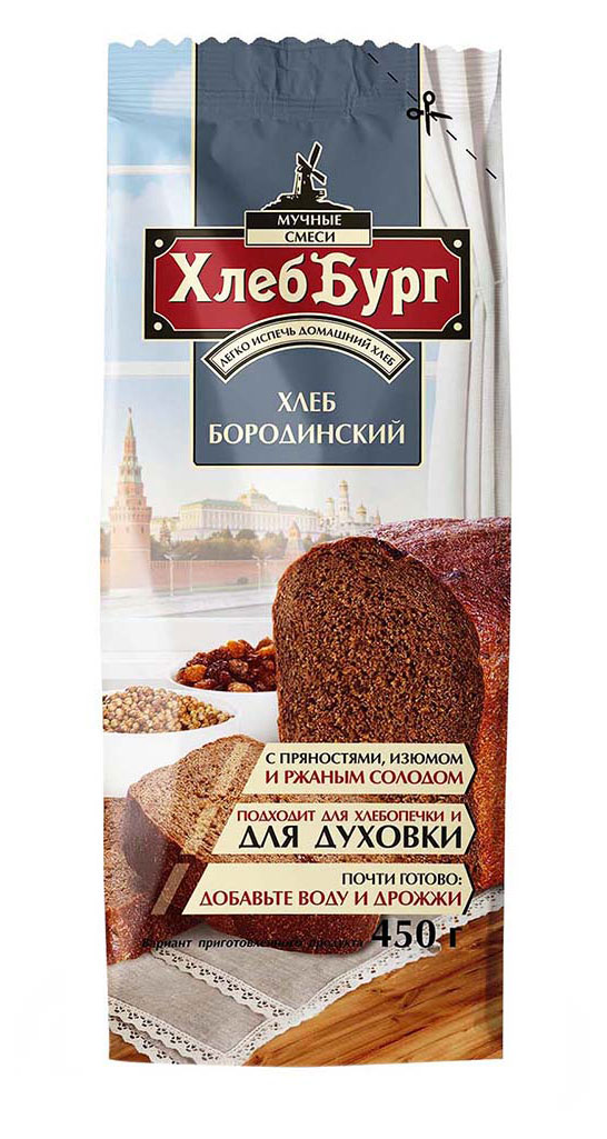 

Смесь для выпечки ХлебБург хлеб бородинский московский, 450 г