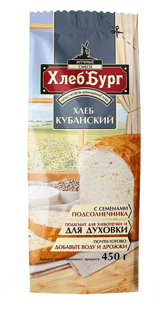 

Смесь для выпечки ХлебБург хлеб кубанский, 450 г
