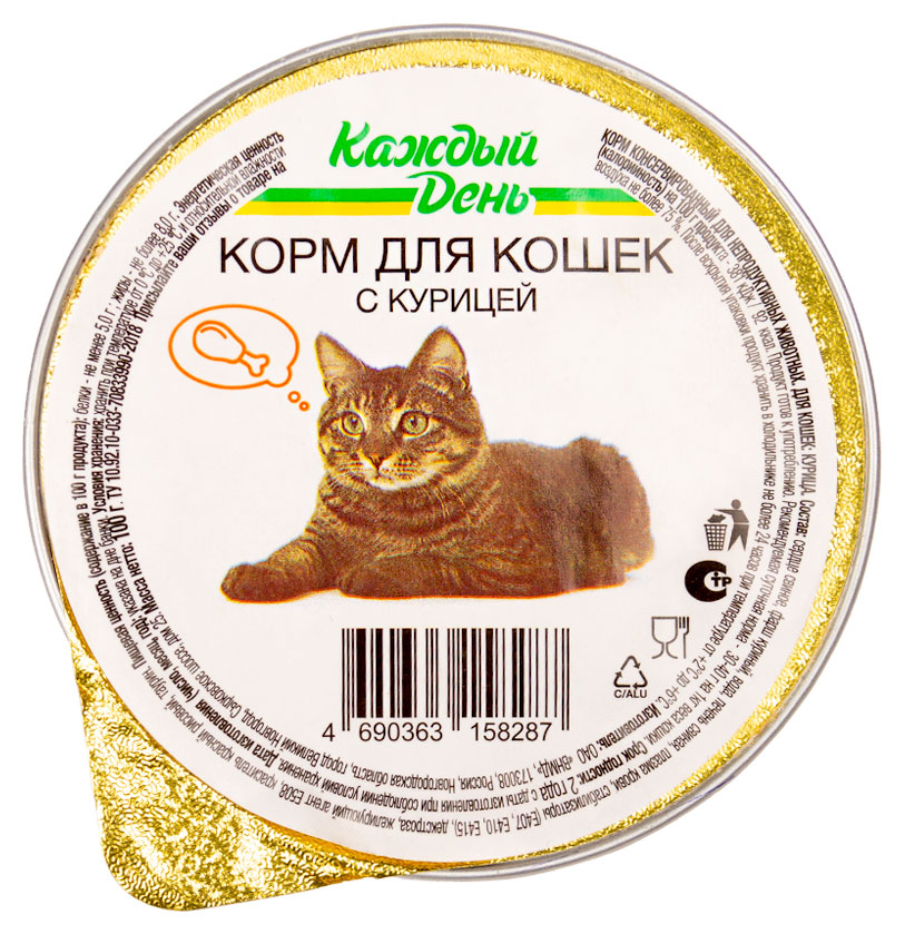 

Корм для кошек Каждый день с курицей, 100 г