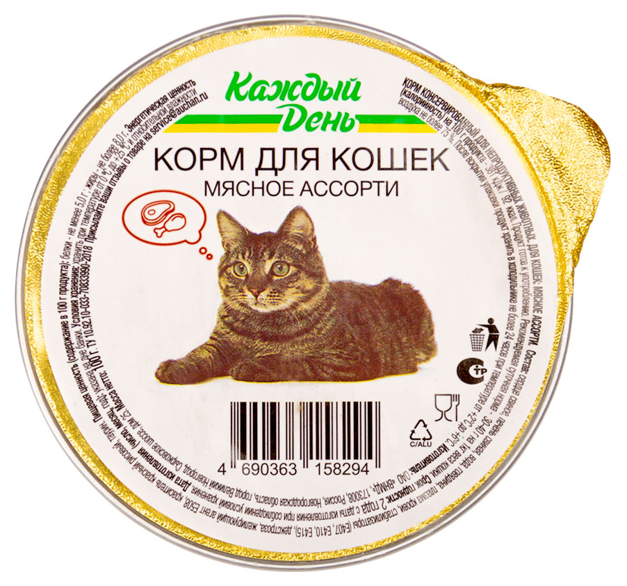

Корм для кошек Каждый день с мясным ассорти, 100 г