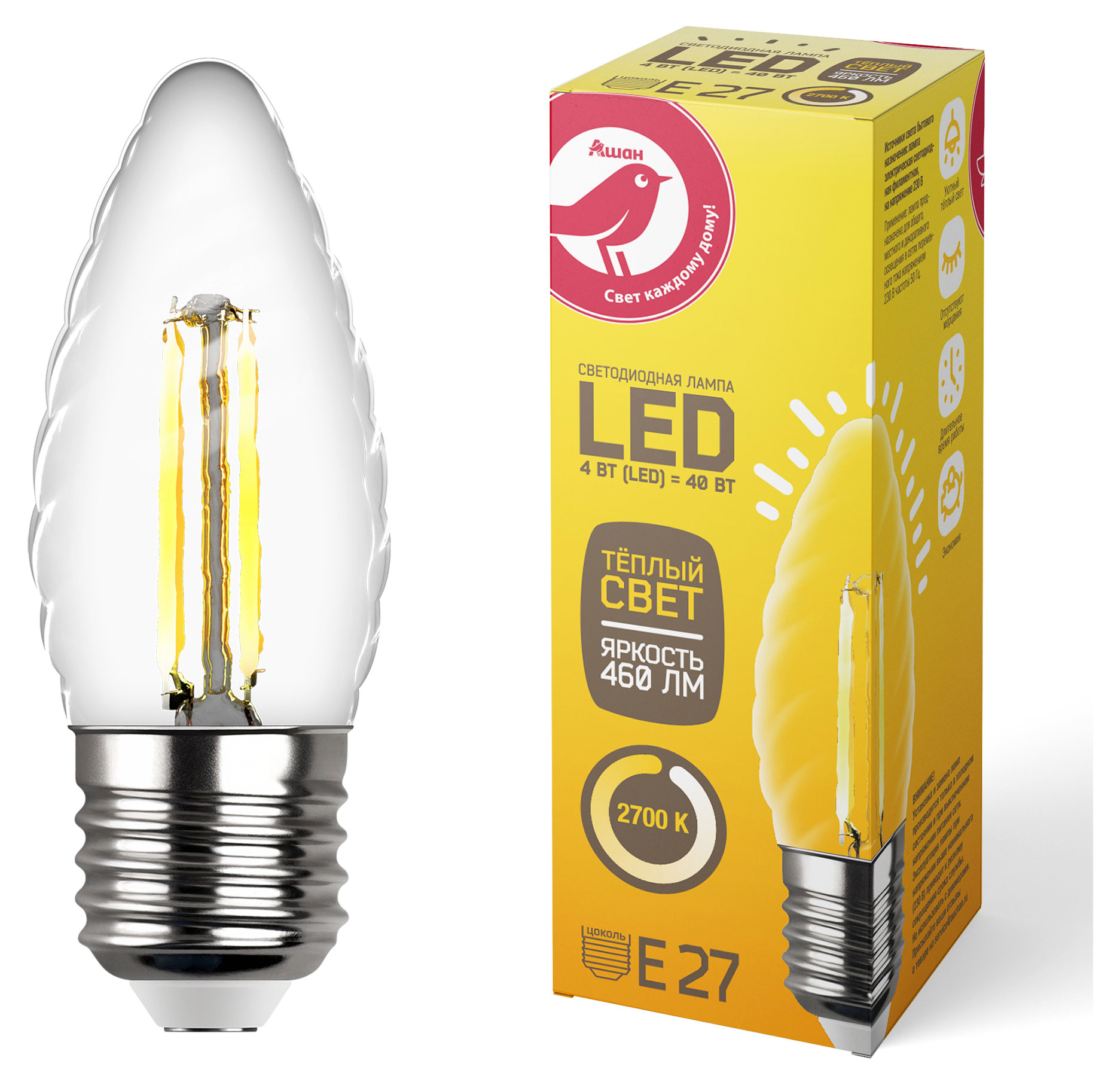 

LED-Лампа АШАН Красная птица E27 4-40W