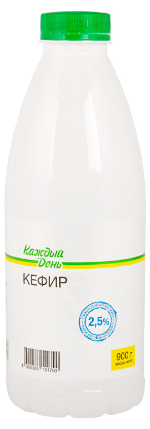 

Кефир Каждый день 2,5% БЗМЖ, 900 мл
